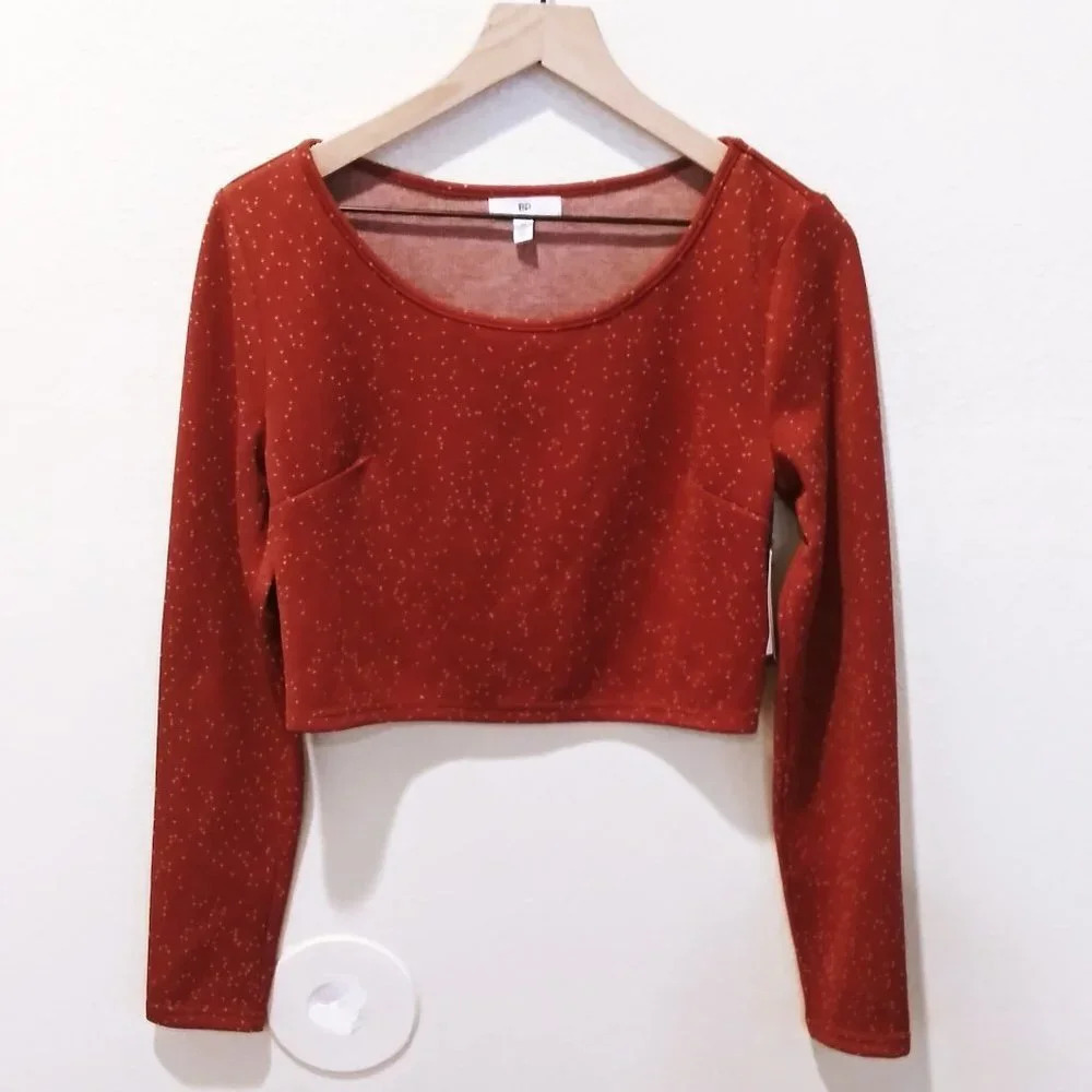 BP. Knit Crop Top in Burgundy Port at Nordstrom, Size Medium - Picture 2 of 7